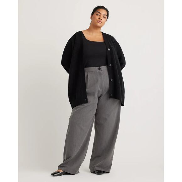 Quince Mongolian Cashmere Oversized Boyfriend Cardigan Sweater Black Size 3X NWT - Picture 1 of 16
